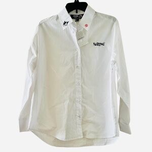 Forever 21 x Sanrio Kuromi Embroidered White Collar Long Sleeved Shirt